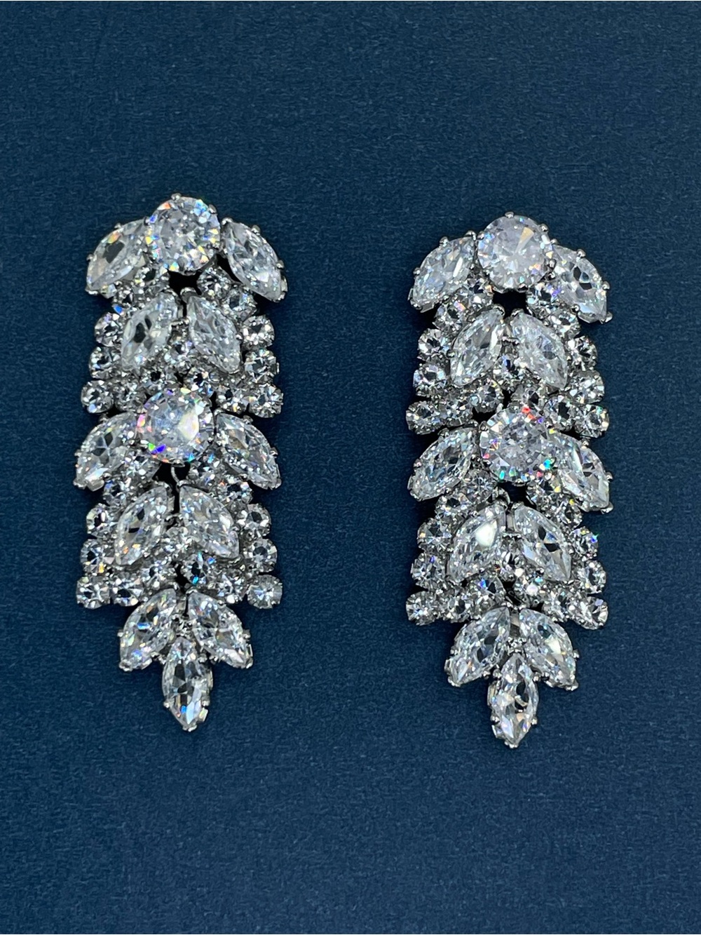 Swarovski Crystal Elements White Crystal Art Deco Dangle Bridal Earrings